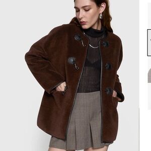 NWT Rebecca Minkoff Shearling Toggle Jacket woman’s size Large brown black